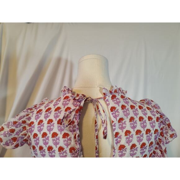 Tuckernuck Oliphant Womens Pink Floral Flirty Ruffle Hem Dress Small - Picture 10 of 11